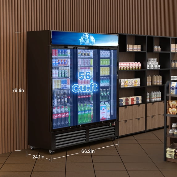 Friwest Commercial Beverage Refrigerator 56 Cu Ft, Commercial Display Fridge with Glass Door, Upright Merchandiser Refrigerator Cooler with Front LED Light for Stores, Restaurant
