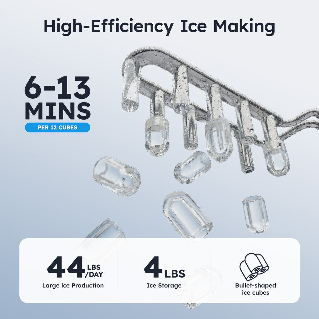 Countertop Water Dispenser with Ice Maker, 3-in-1 Hot & Cold Water Dispenser with Countertop Ice Maker, 44LBS/24H Ice Machine