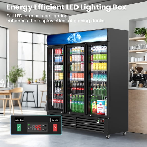 Friwest Commercial Beverage Refrigerator 56 Cu Ft, Commercial Display Fridge with Glass Door, Upright Merchandiser Refrigerator Cooler with Front LED Light for Stores, Restaurant