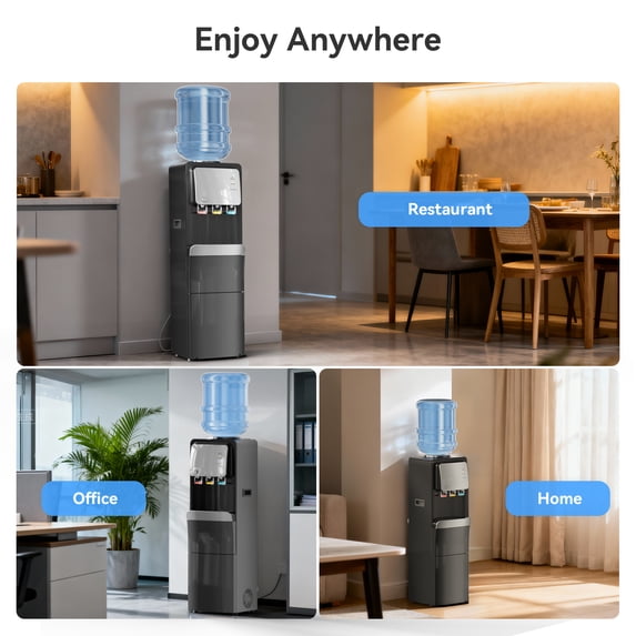 Friwest Water Cooler Dispenser with Ice Maker – Hot & Cold Water for 5 Gallon Bottle, 33lbs Ice per 24Hrs, Child Safety Lock – for Home Office Kitchen, Black