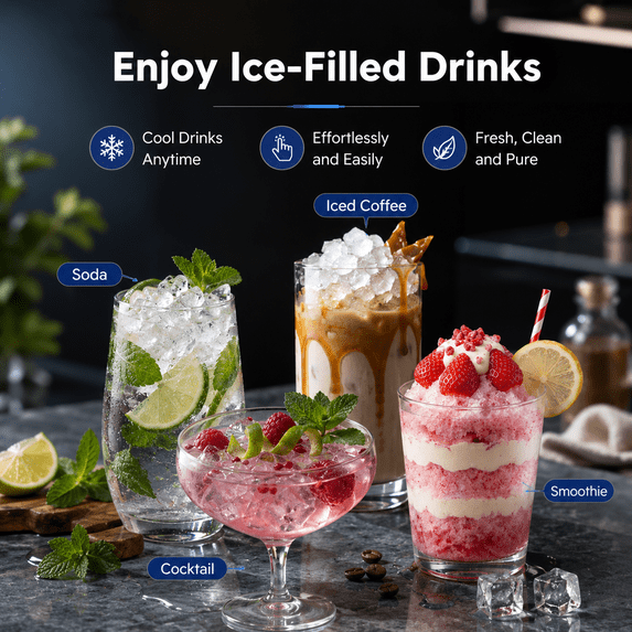 Friwest Nugget Ice Maker Countertop, Portable Pebble Ice Machine with Self-Cleaning, Soft Chewable Ice Maker for Home Kitchen Office RV
