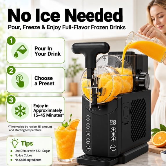 Friwest Slushie Machine for Home, 85oz Frozen Drink Maker, No Ice Needed, 5 Presets, Self-Cleaning Slushy Maker for Margaritas, Milkshakes & Frappés