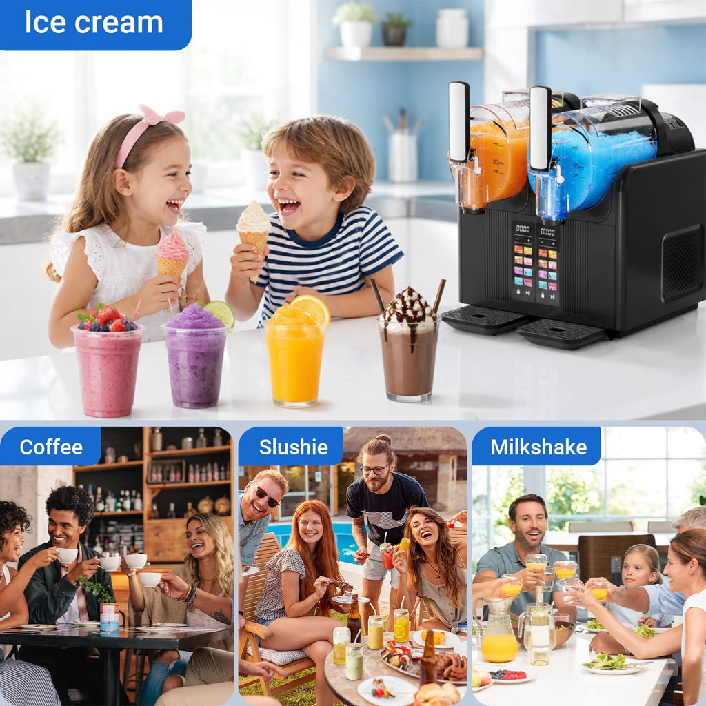 Friwest Slushie Machine, 81oz x 2 Tank Slushy Machine for Home, No Ice Needed Frozen Drink Maker with Self-Cleaningfor Margaritas, Frappés, Milkshake,White