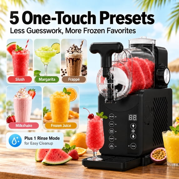 Friwest Slushie Machine for Home, 85oz Frozen Drink Maker, No Ice Needed, 5 Presets, Self-Cleaning Slushy Maker for Margaritas, Milkshakes & Frappés