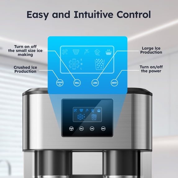 Friwest 3 In 1 Countertop Ice Maker Water Dispenser, Bullet Ice, Crushed Ice & Cold Water, 33Lbs/24H, SelfCleaning, Dual Water Fill, Compact for Home Kitchen Party RV