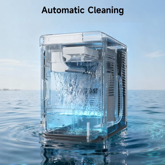 Friwest Clear Square Ice Maker, 2" SlowMelting Ice Cubes for Whiskey Cocktail, One Touch Auto Clean, Stainless Steel Countertop Ice Machine for Home Bar