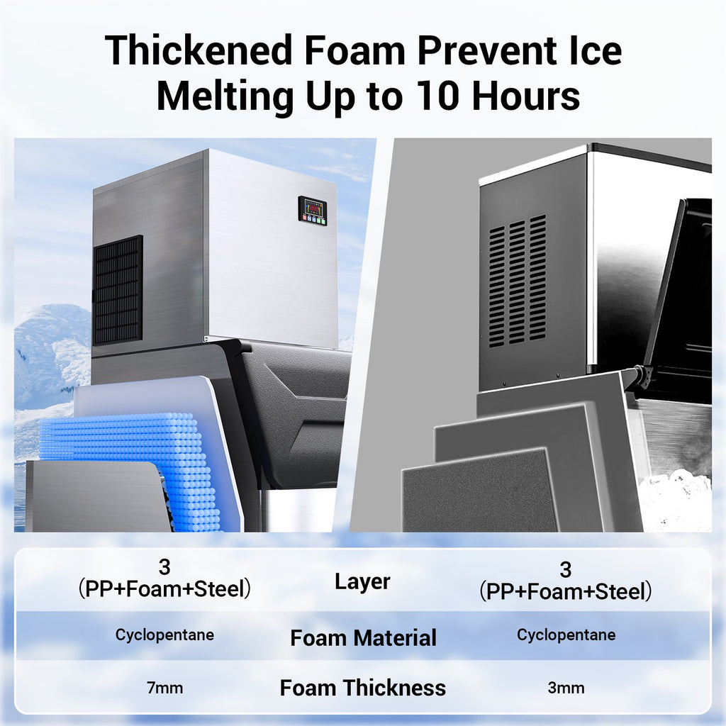 Friwest 550LBS/24H Commercial Ice Maker Machine, 350LBS Storage Bin, Stainless Steel Freestanding Ice Machine with Self-Cleaning