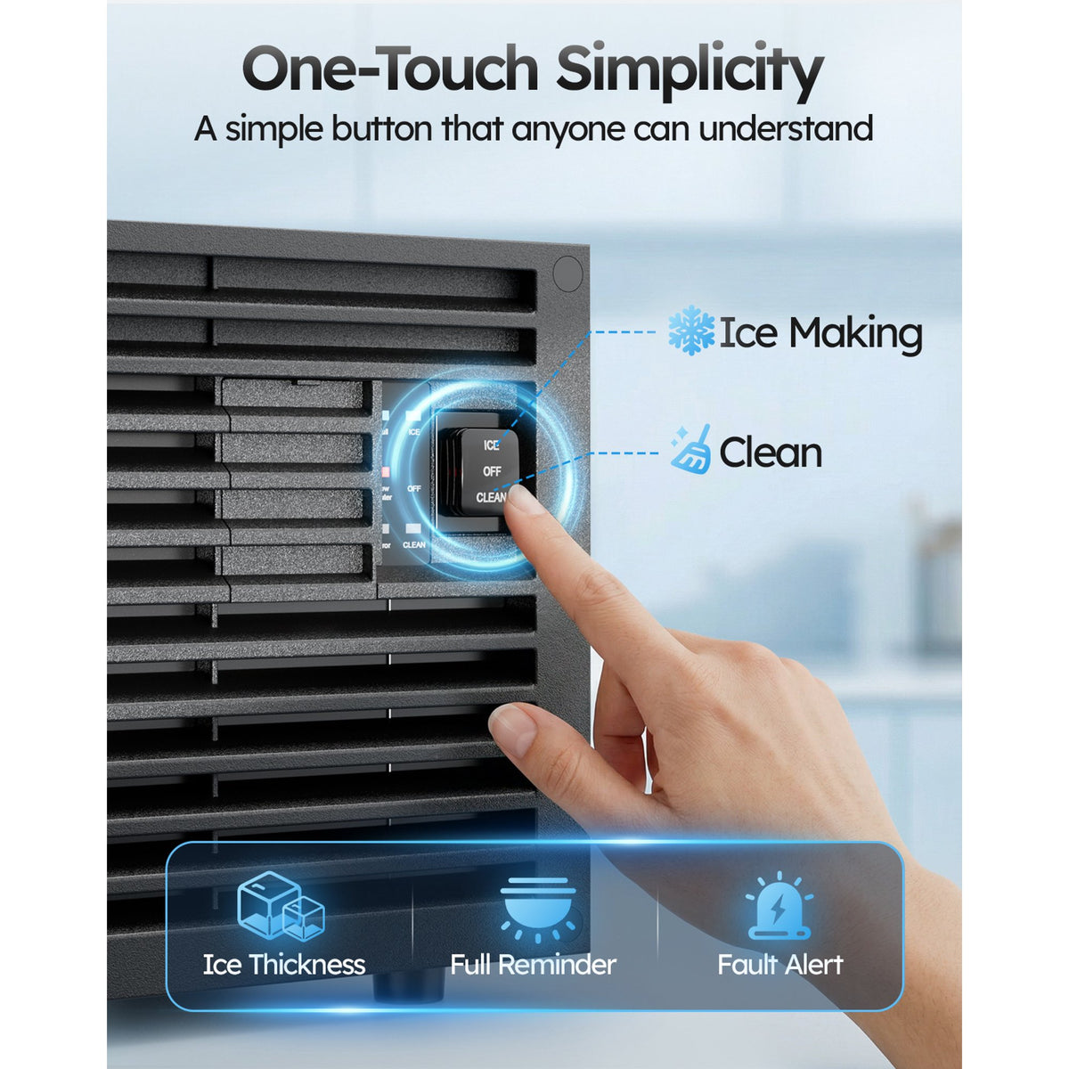 Friwest Commercial Ice Maker, 120 lbs/24H with 33 lb Storage Bin, Dual Water Inlet, 6-Level Adjustable Ice Thickness, Self-Cleaning Ice Machine for Restaurant Bar Office Black Sliver