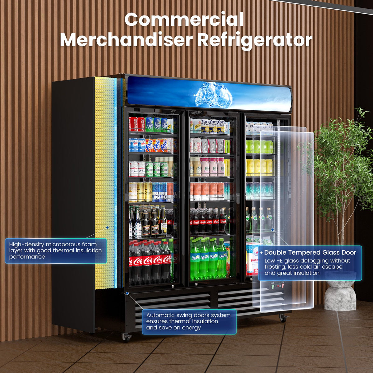 Friwest Commercial Beverage Refrigerator 56 Cu Ft, Commercial Display Fridge with Glass Door, Upright Merchandiser Refrigerator Cooler with Front LED Light for Stores, Restaurant
