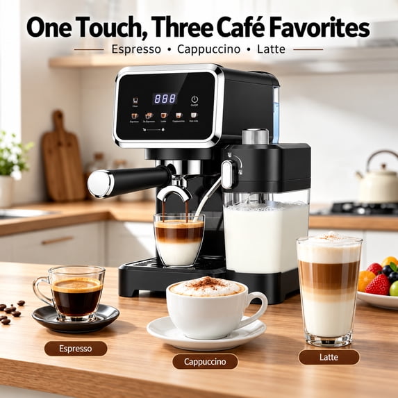 Friwest Espresso Machine 20 Bar, Super Compact Espresso Maker with Touch Screen, Professional Coffee Machine, Automatic Milk Frother for Cappuccino