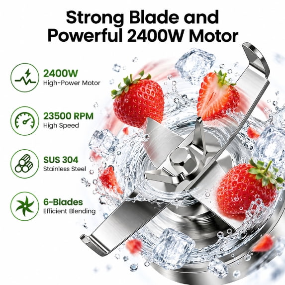 Friwest 68oz Commercial Blender, 2400W High Speed Professional Blender with 6 One-Touch Functions, Adjustable Speed & Pulse, Soundproof Cover for Smoothies, Ice Crushing & Frozen Drinks