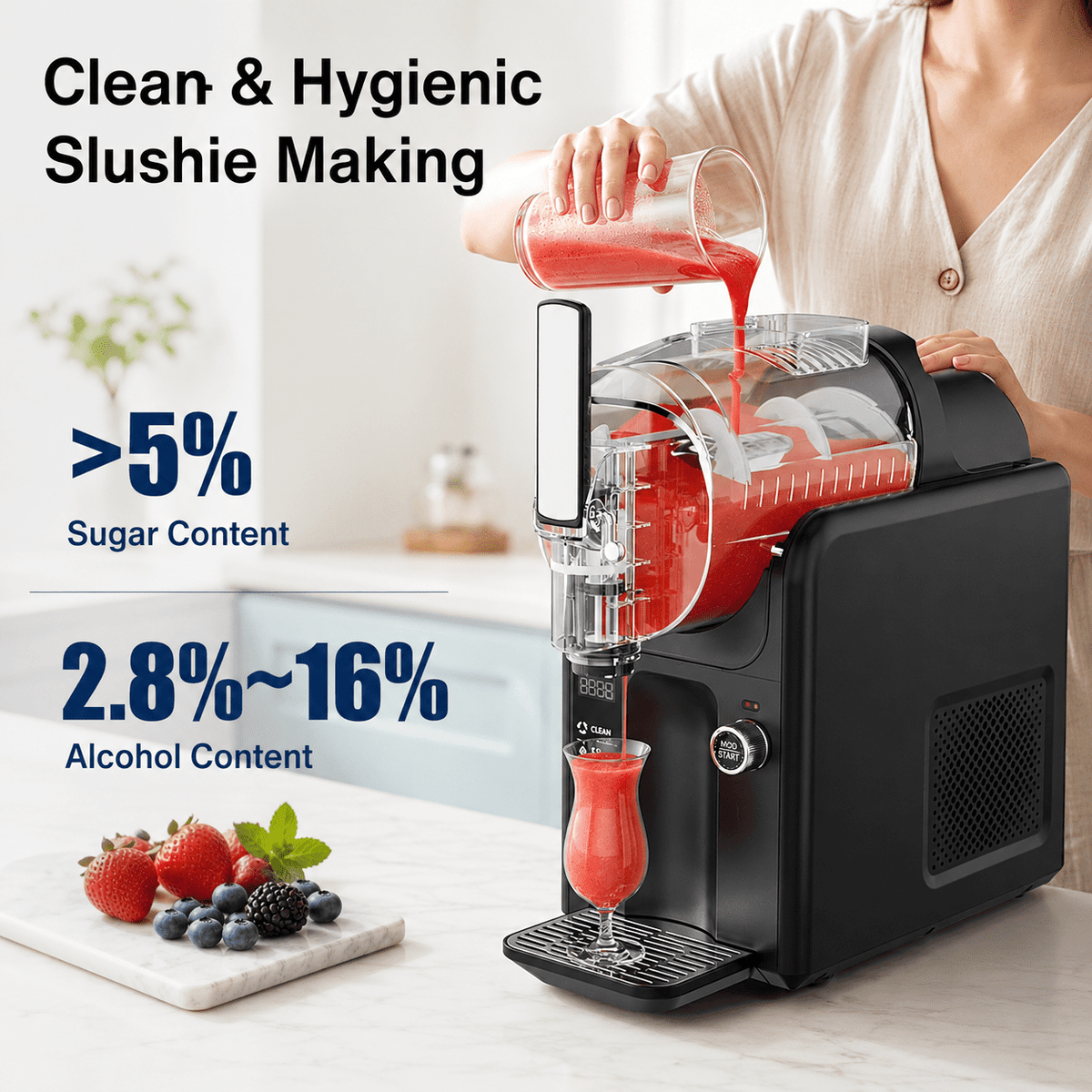 Friwest 88oz Slushie Machine for Home,All In 1 Frozen Drink Maker with Self-Cleaning,No Ice Needed for Margaritas Ice Cream Milkshakes