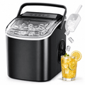 Friwest Countertop Ice Maker, 26 lbs/24H Portable Ice Machine, 9 Bullet Ice Cubes in 6 Min, Self-Cleaning Ice Maker for Kitchen, Home, Office & RV, Black