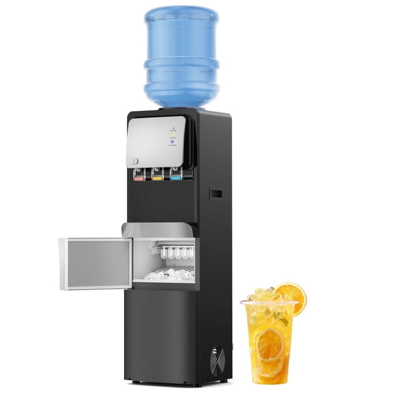 Friwest Water Cooler Dispenser with Ice Maker – Hot & Cold Water for 5 Gallon Bottle, 33lbs Ice per 24Hrs, Child Safety Lock – for Home Office Kitchen, Black