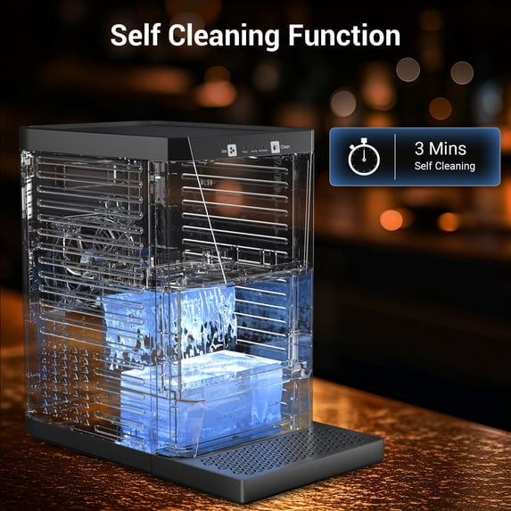 Friwest Clear Ice Ball Maker Countertop, 2" Sphere Ice Maker 2 Ice balls in 40-60Mins, Self Cleaning Ice Machine with Ice Tongs Drip Tray