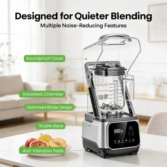 Friwest 68oz Commercial Blender, 2400W High Speed Professional Blender with 6 One-Touch Functions, Adjustable Speed & Pulse, Soundproof Cover for Smoothies, Ice Crushing & Frozen Drinks