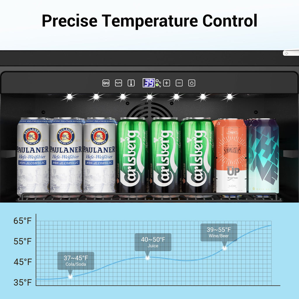 Friwest 24 Inch Beverage Refrigerator Cooler,190 Cans Wide Beverage and Beer Fridge with Glass Door and Powerful Cooling Compressor