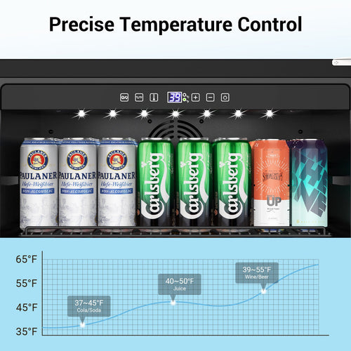 Friwest 24 Inch Beverage Refrigerator Cooler,190 Cans Wide Beverage and Beer Fridge with Glass Door and Powerful Cooling Compressor