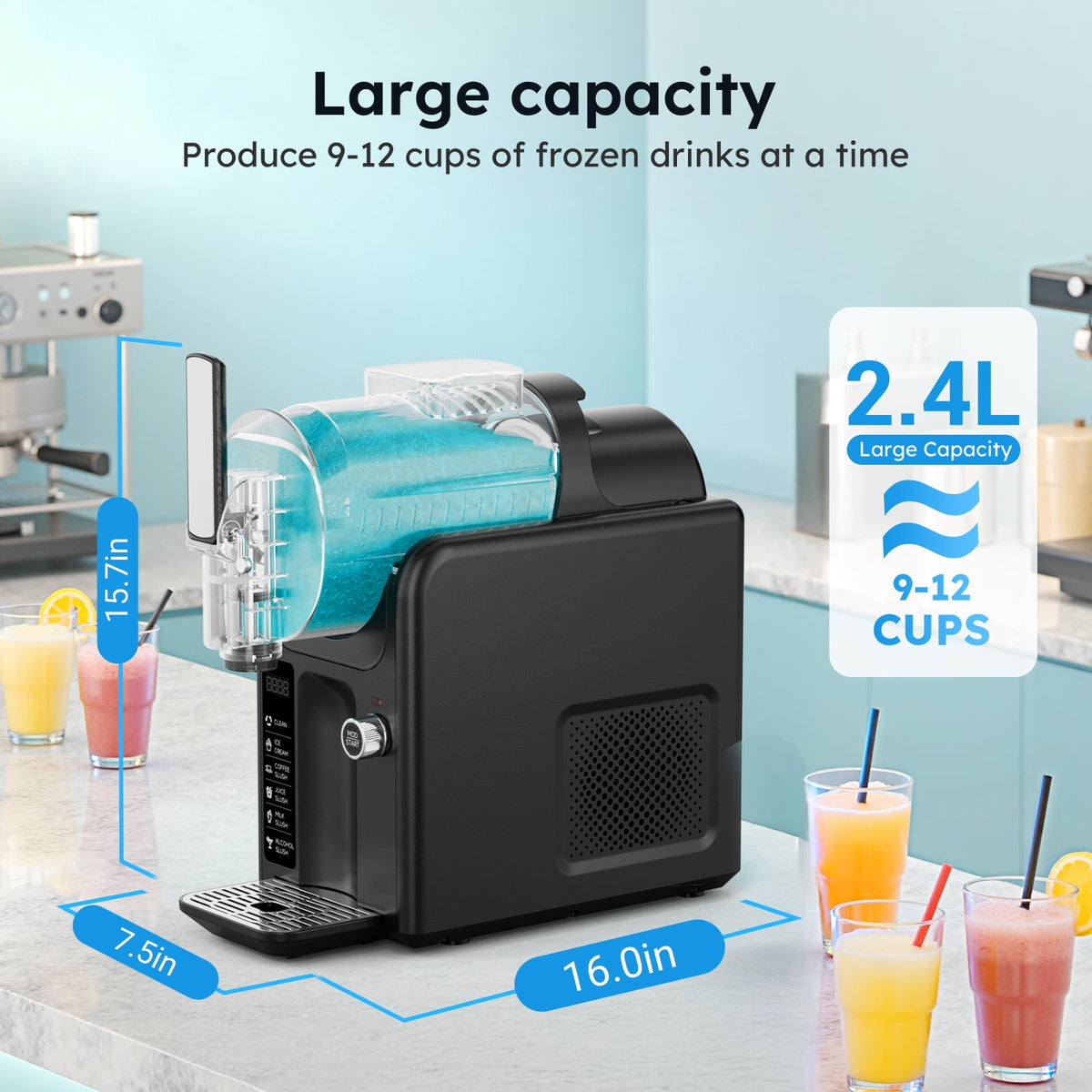 Friwest 88oz Slushie Machine for Home,All In 1 Frozen Drink Maker with Self-Cleaning,No Ice Needed for Margaritas Ice Cream Milkshakes