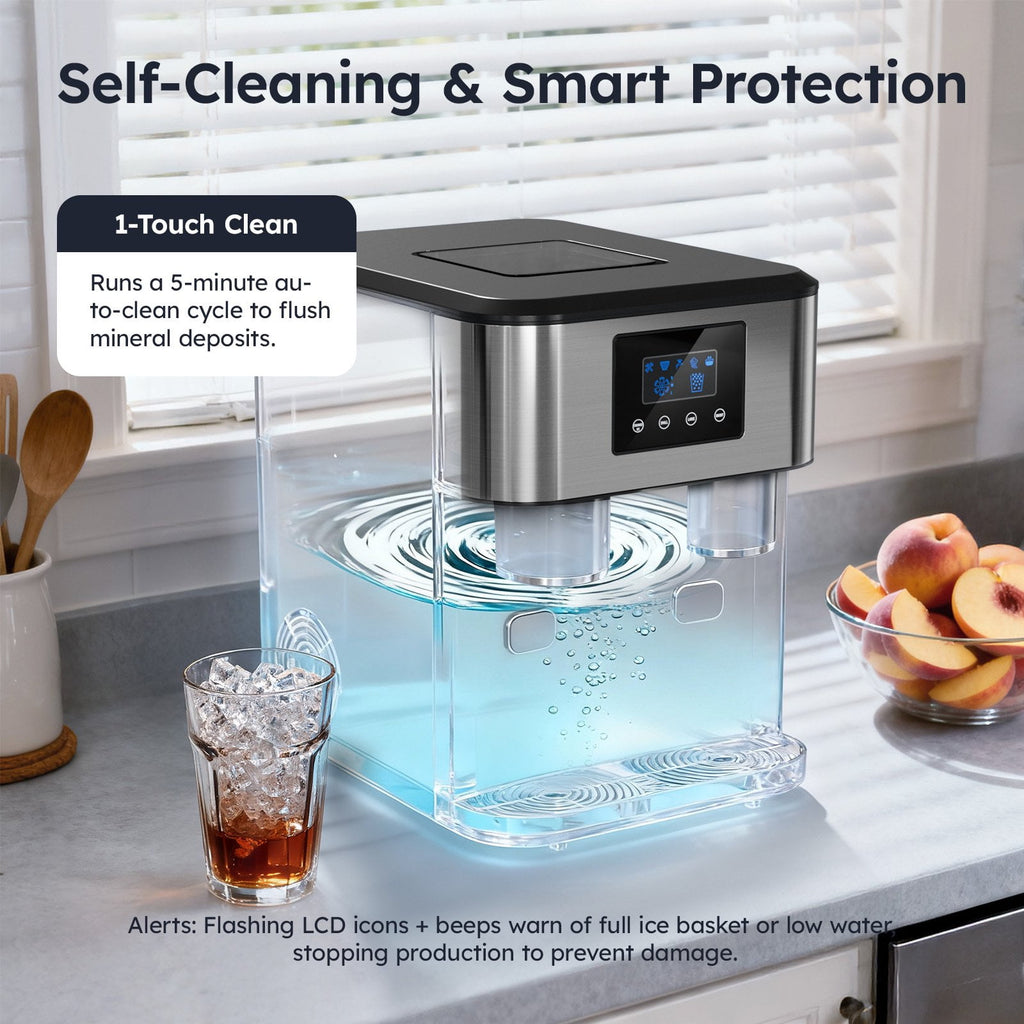 Friwest 3 In 1 Countertop Ice Maker Water Dispenser, Bullet Ice, Crushed Ice & Cold Water, 33Lbs/24H, SelfCleaning, Dual Water Fill, Compact for Home Kitchen Party RV