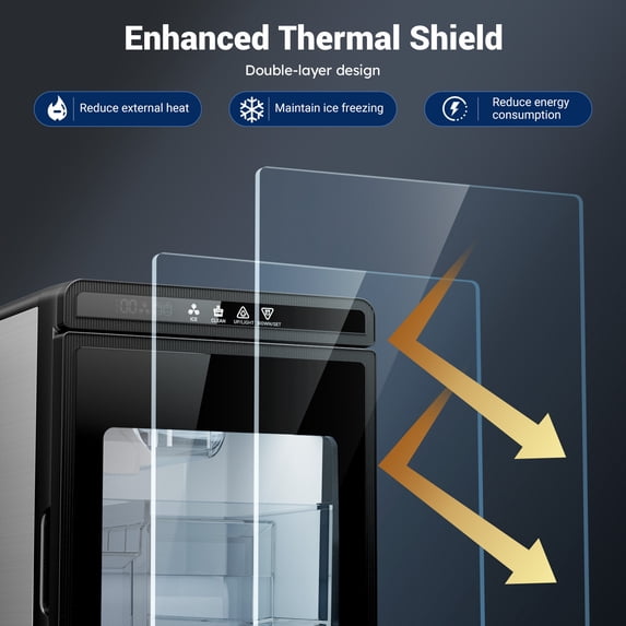 Friwest Clear Square Ice Maker, 2" SlowMelting Ice Cubes for Whiskey Cocktail, One Touch Auto Clean, Stainless Steel Countertop Ice Machine for Home Bar