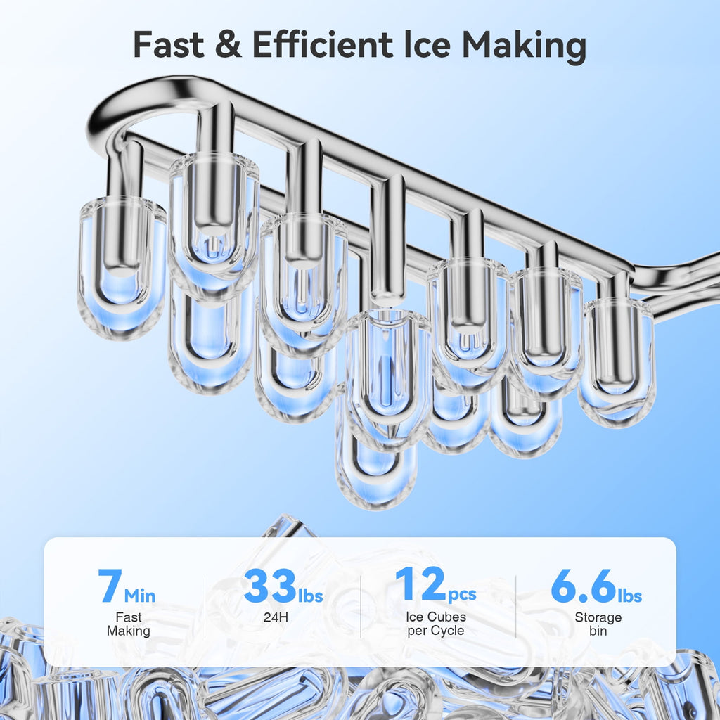Friwest Water Cooler Dispenser with Ice Maker – Hot & Cold Water for 5 Gallon Bottle, 33lbs Ice per 24Hrs, Child Safety Lock – for Home Office Kitchen, Black